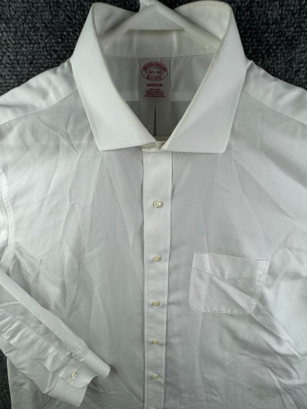 Brooks Brothers Button Up Shirt Men Long Sleeve Cotton Madison White 16.5 34